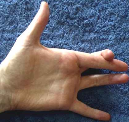 Index finger : sideways stretch : adduct